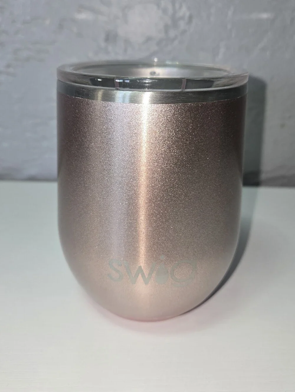 Swig Life Metallic Rose Gold 12oz Insulated Wine Tumbler